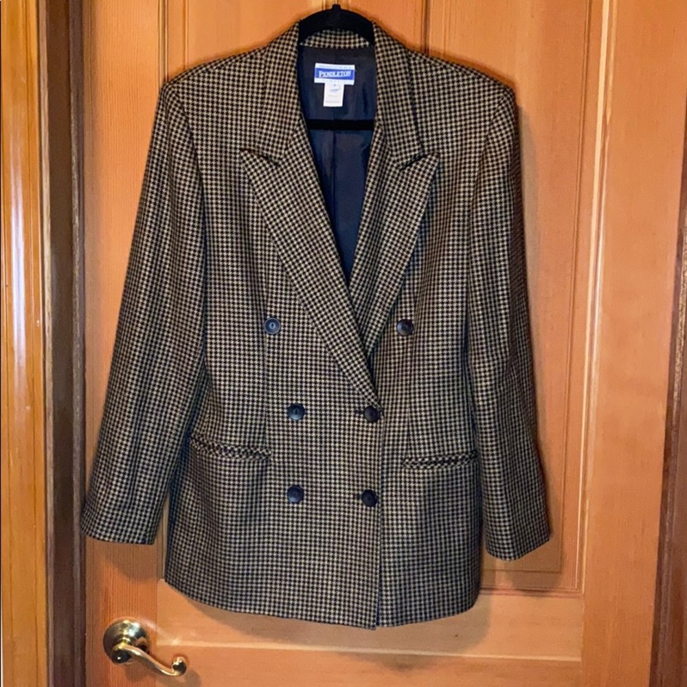 Pendleton Houndstooth Double-Breasted Blazer - image 1